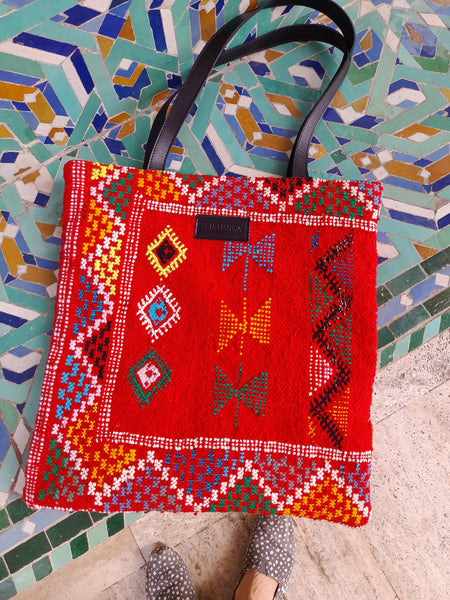 Boujadi Kilim Tote Rouge
