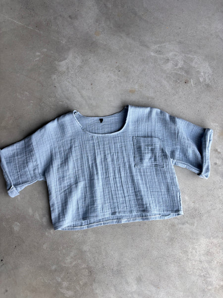 Girls Turkish Cotton Top in Ocean