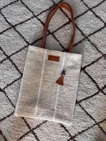 Handira Tote Ivory + White