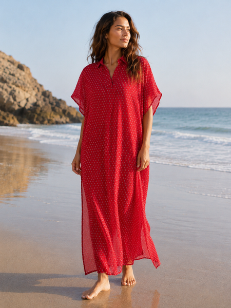 Beach Kaftan in Crimson