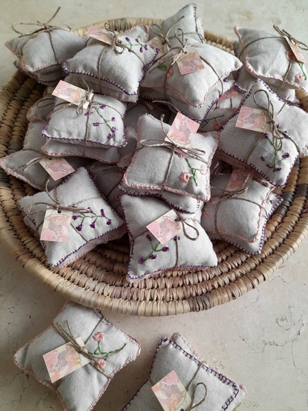 Dried Flower Sachet set of 2, mauve