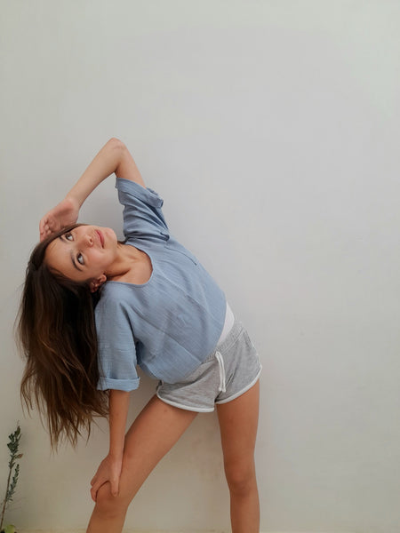 Girls Turkish Cotton Top in Ocean