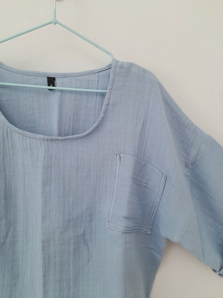 Girls Turkish Cotton Top in Ocean