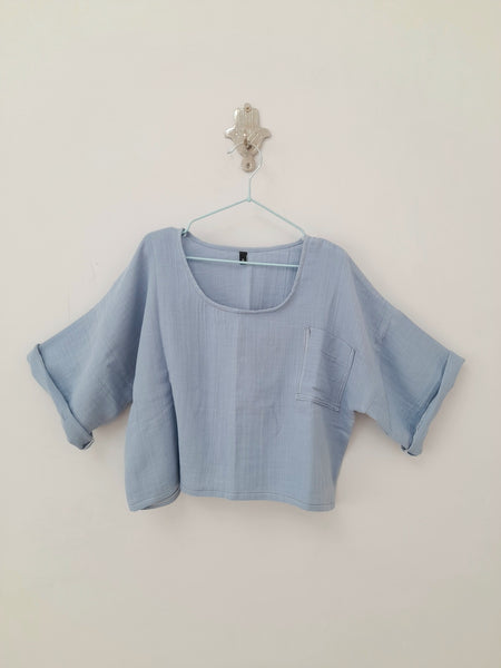 Girls Turkish Cotton Top in Ocean