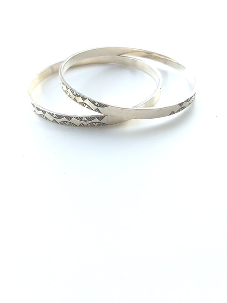 Pair of Wave Bangles, Silver