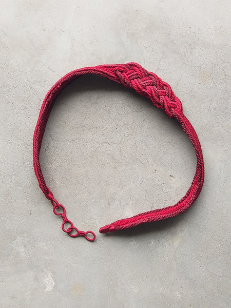 Braided Fesi Fabric Belt Red