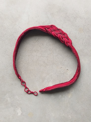 Braided Fesi Fabric Belt Red