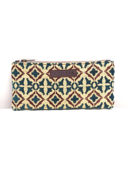 Zip Wallet Floret, Petrol Blue