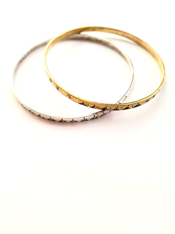Pair of Mixed Metal Moon + Star Bangles