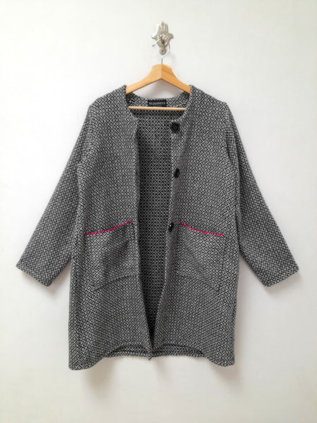 Chevron Chaima Coat in Black and White