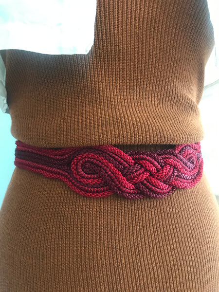 Braided Fesi Fabric Belt Red