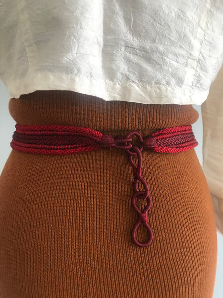 Braided Fesi Fabric Belt Red